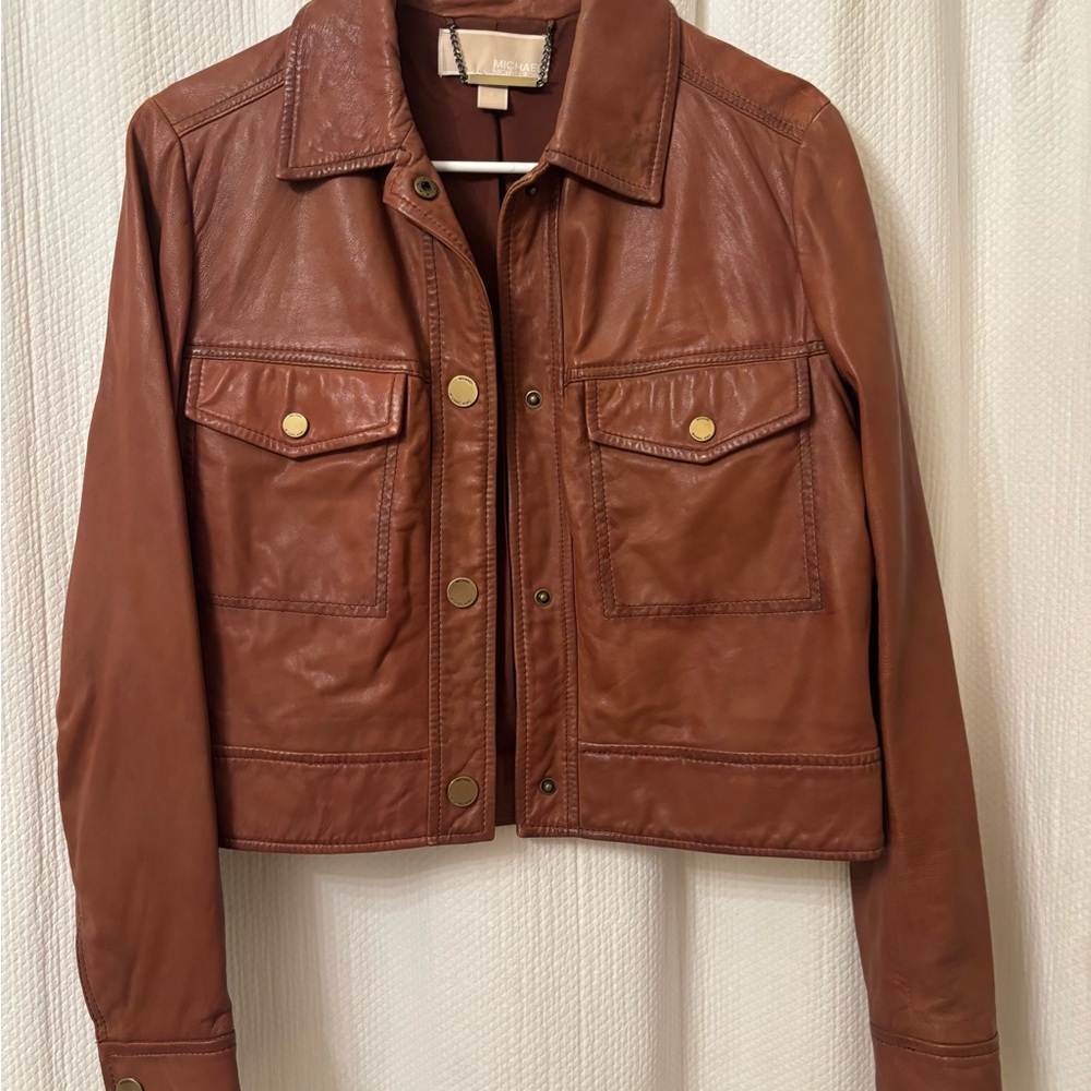 Michael Kors Tan Leather Jacket